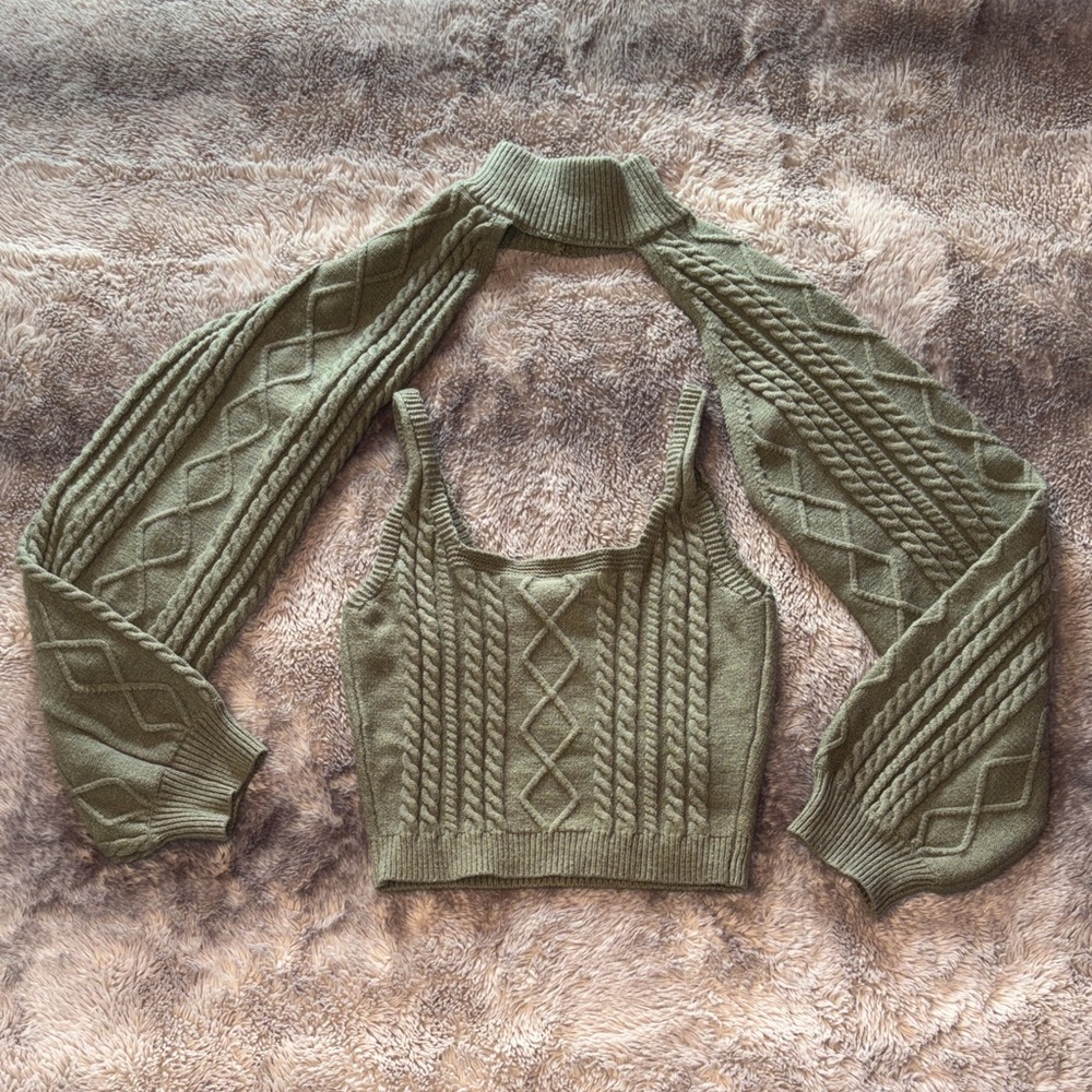 Windsor Olive Knit Sweater Set